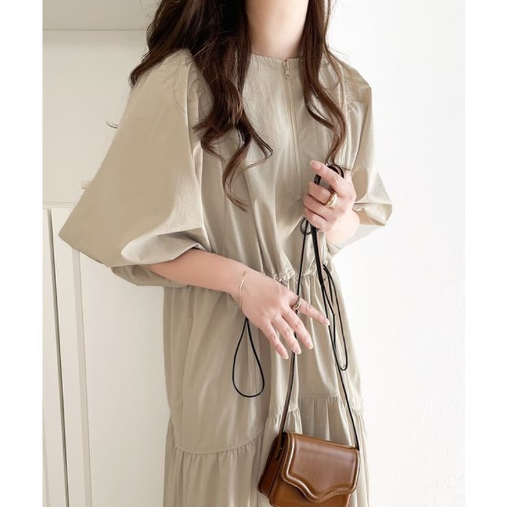 旬の素材&デザイン。大人の前後2way ハーフジップドロストティアードワンピース | Classical Elf  | 詳細画像3 