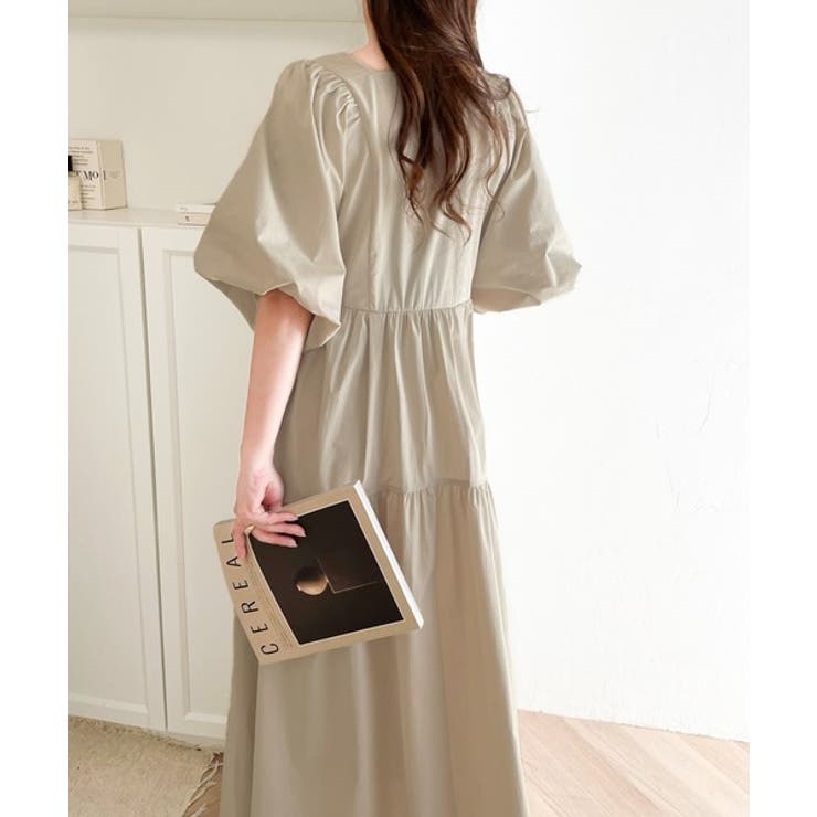 旬の素材&デザイン。大人の前後2way ハーフジップドロストティアードワンピース | Classical Elf  | 詳細画像4 