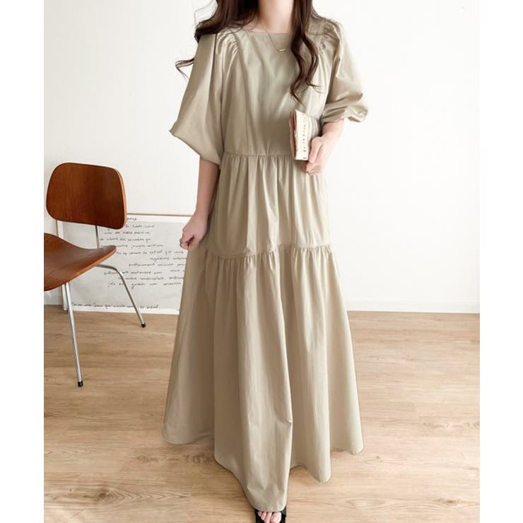 旬の素材&デザイン。大人の前後2way ハーフジップドロストティアードワンピース | Classical Elf  | 詳細画像5 