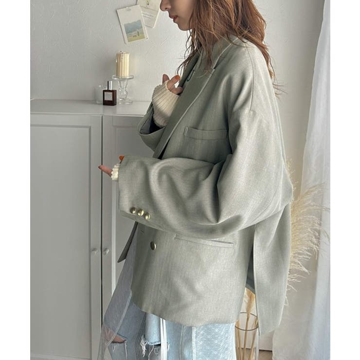 気軽に羽織れる大人のブレザー。サイドスリットオーバーサイズ ダブルジャケット | Classical Elf  | 詳細画像18 