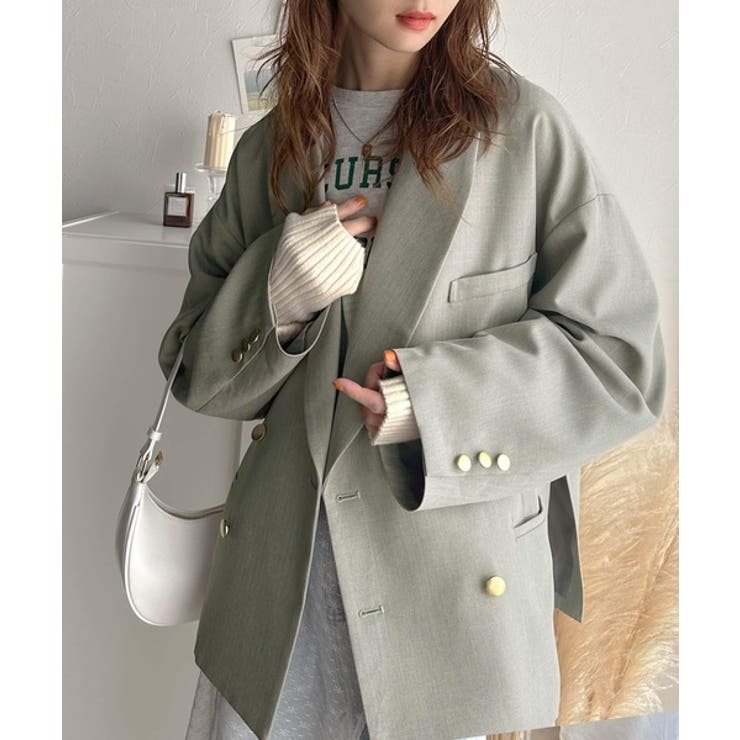 気軽に羽織れる大人のブレザー。サイドスリットオーバーサイズ ダブルジャケット | Classical Elf  | 詳細画像19 