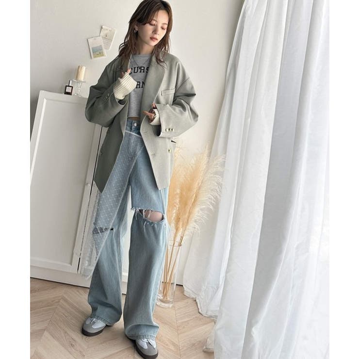 気軽に羽織れる大人のブレザー。サイドスリットオーバーサイズ ダブルジャケット | Classical Elf  | 詳細画像20 