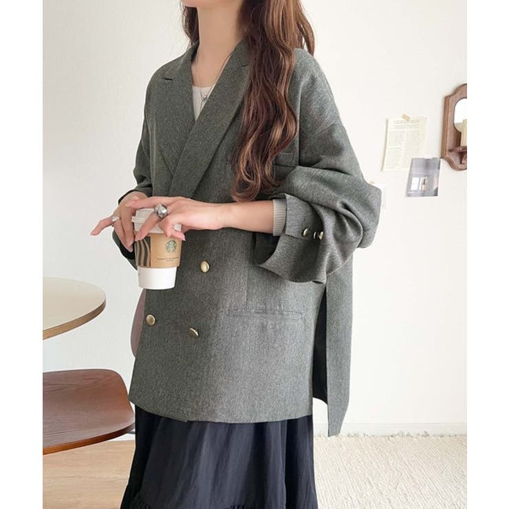 気軽に羽織れる大人のブレザー。サイドスリットオーバーサイズ ダブルジャケット | Classical Elf  | 詳細画像24 