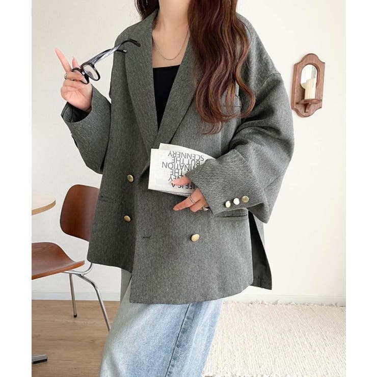 気軽に羽織れる大人のブレザー。サイドスリットオーバーサイズ ダブルジャケット | Classical Elf  | 詳細画像27 