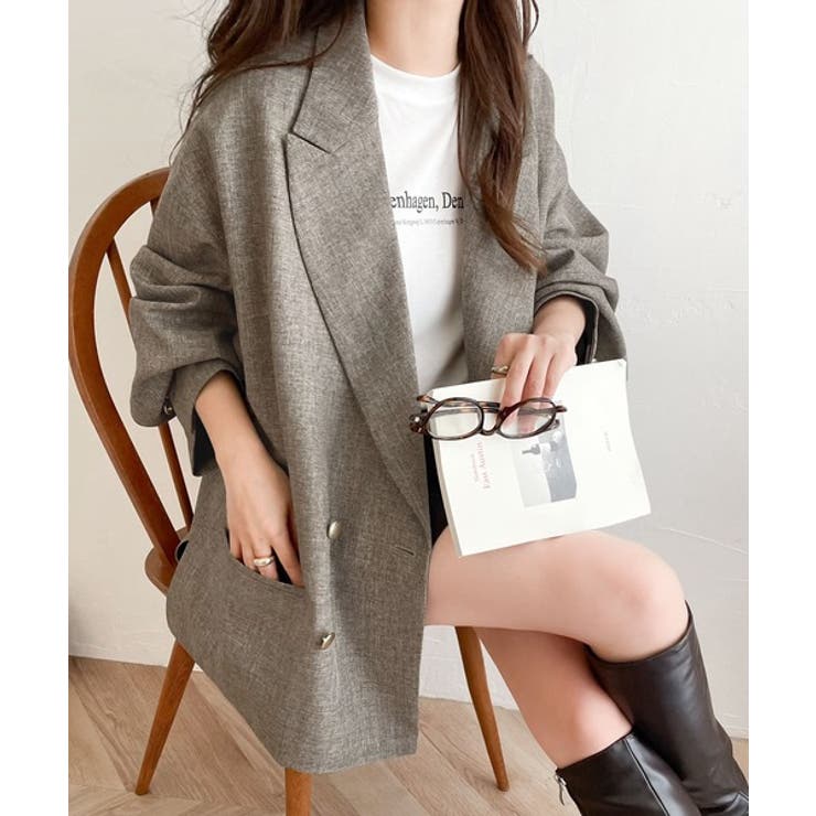 気軽に羽織れる大人のブレザー。サイドスリットオーバーサイズ ダブルジャケット | Classical Elf  | 詳細画像29 