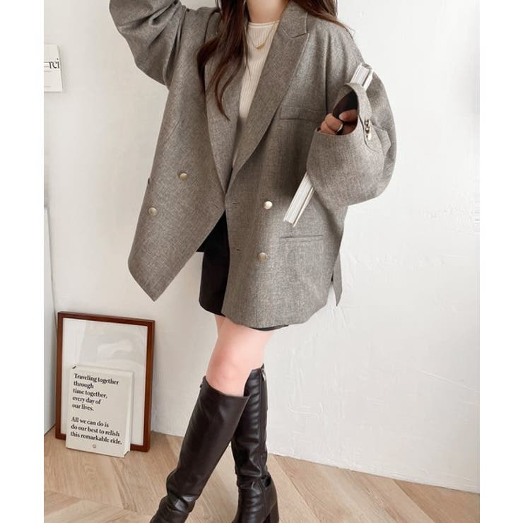 気軽に羽織れる大人のブレザー。サイドスリットオーバーサイズ ダブルジャケット | Classical Elf  | 詳細画像31 