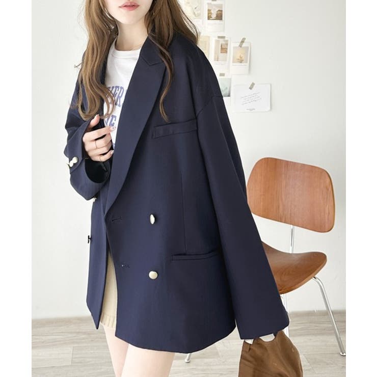 気軽に羽織れる大人のブレザー。サイドスリットオーバーサイズ ダブルジャケット | Classical Elf  | 詳細画像45 