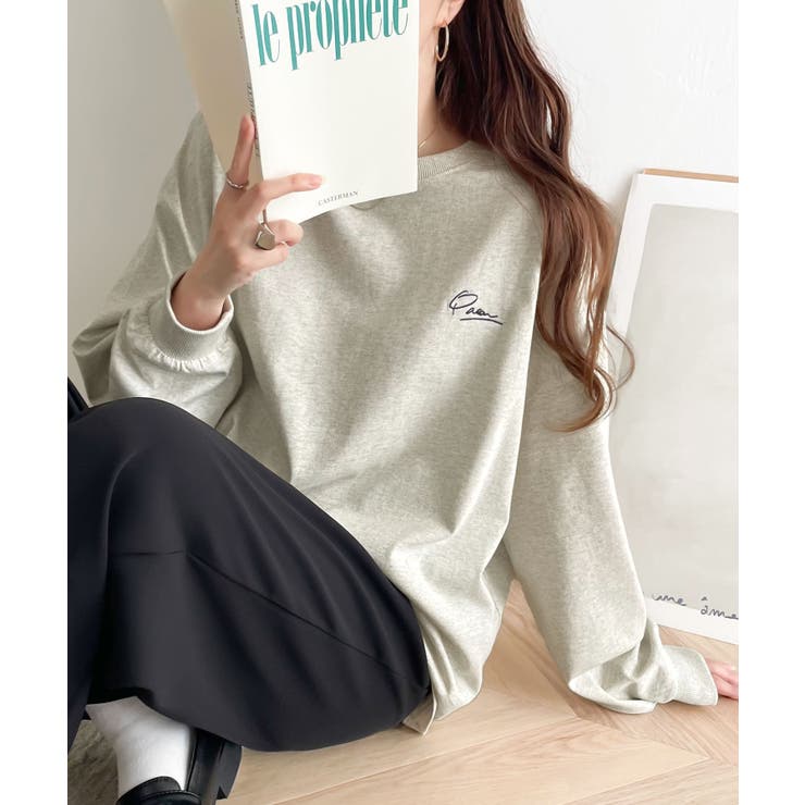シンプルカジュアルを格上げ。綿100%ワンポイント胸刺繍シンプルロンTee | Classical Elf  | 詳細画像20 