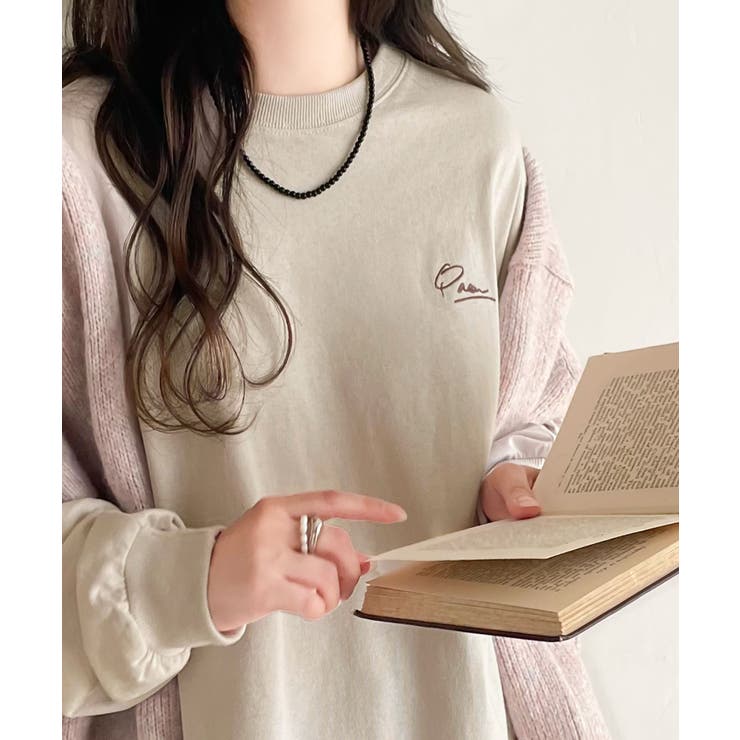 シンプルカジュアルを格上げ。綿100%ワンポイント胸刺繍シンプルロンTee | Classical Elf  | 詳細画像23 