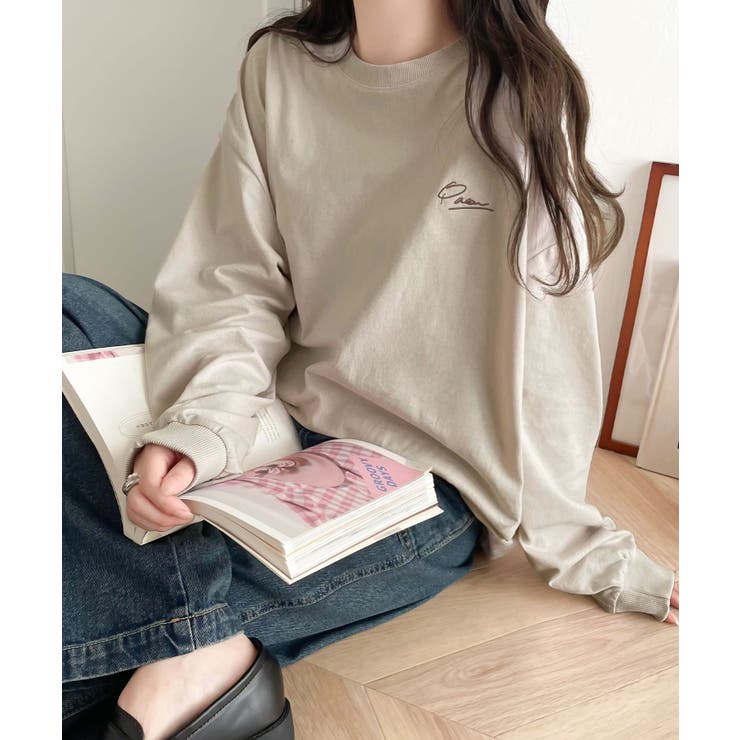 シンプルカジュアルを格上げ。綿100%ワンポイント胸刺繍シンプルロンTee | Classical Elf  | 詳細画像26 