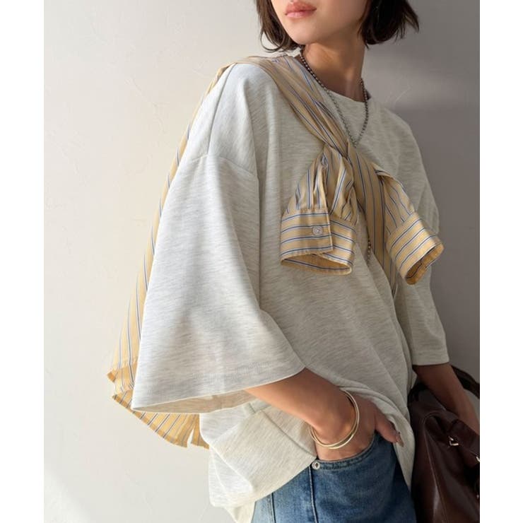 艶感素材で美しいシルエット。ダンボールビッグTシャツ | Classical Elf  | 詳細画像30 