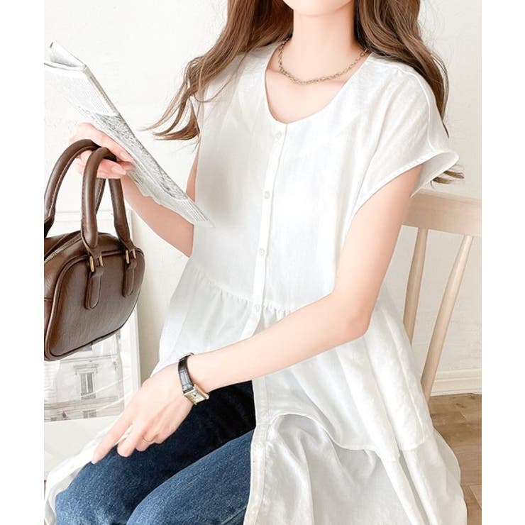 エアリータッチのふんわりトップス。前後2wayティアードチュニックブラウス | Classical Elf  | 詳細画像15 