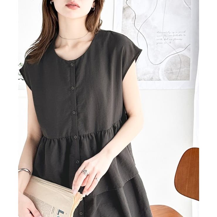 エアリータッチのふんわりトップス。前後2wayティアードチュニックブラウス | Classical Elf  | 詳細画像3 