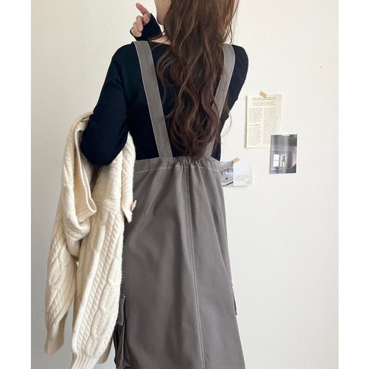 大人が着るカジュアル新定番！綿100％配色ステッチロング丈ジャンパースカート | Classical Elf  | 詳細画像32 