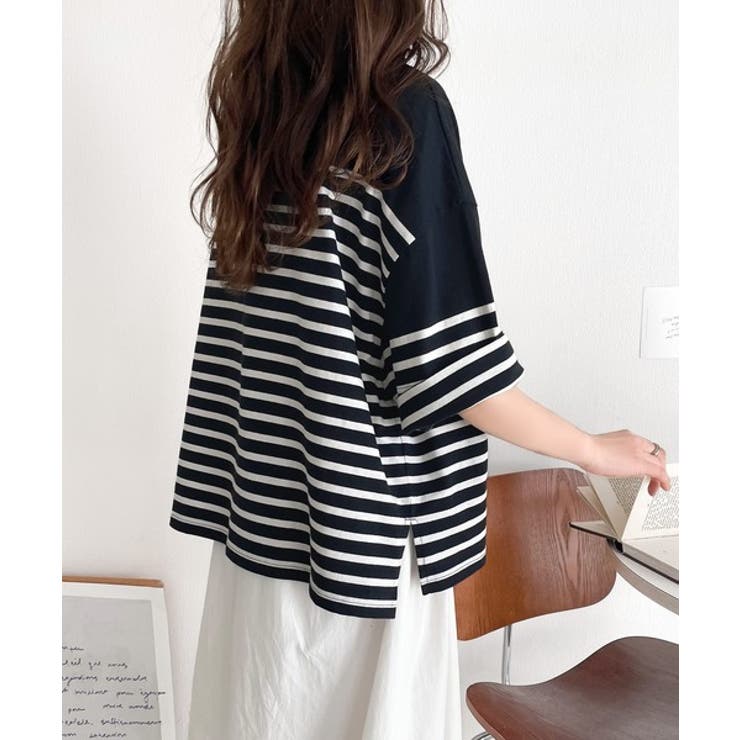 ラフにキマる大人スタイル。オーガニックコットン100%オーバーサイズパネルボーダ… | Classical Elf  | 詳細画像43 