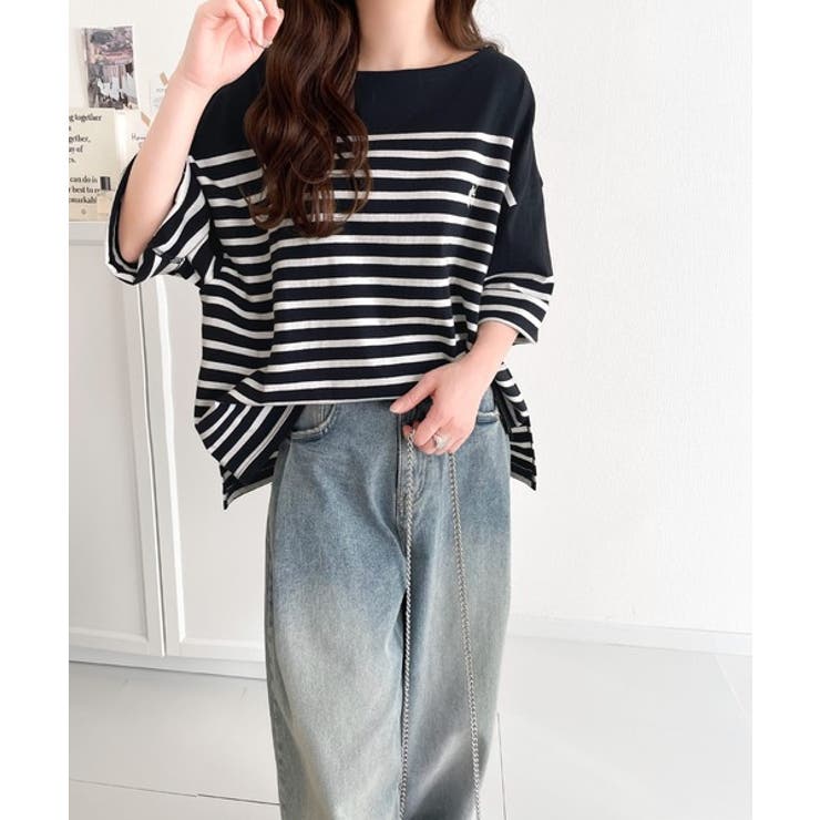 ラフにキマる大人スタイル。オーガニックコットン100%オーバーサイズパネルボーダ… | Classical Elf  | 詳細画像45 