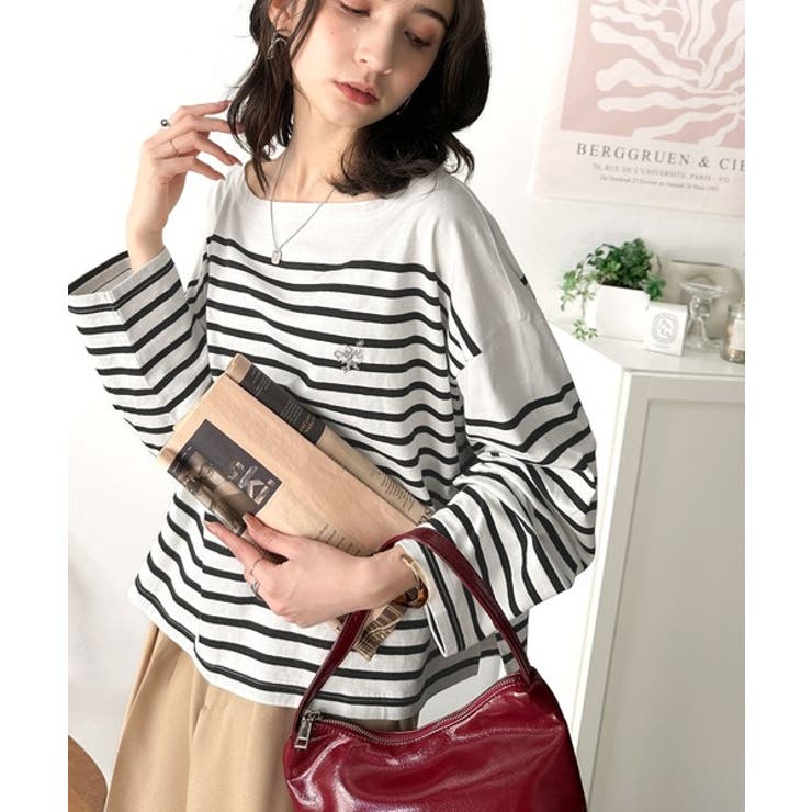 ホワイト×ブラック | 快適な着心地と洗練されたデザインが魅力。オーガニックコットンパネル ボーダーTシ… | Classical Elf 