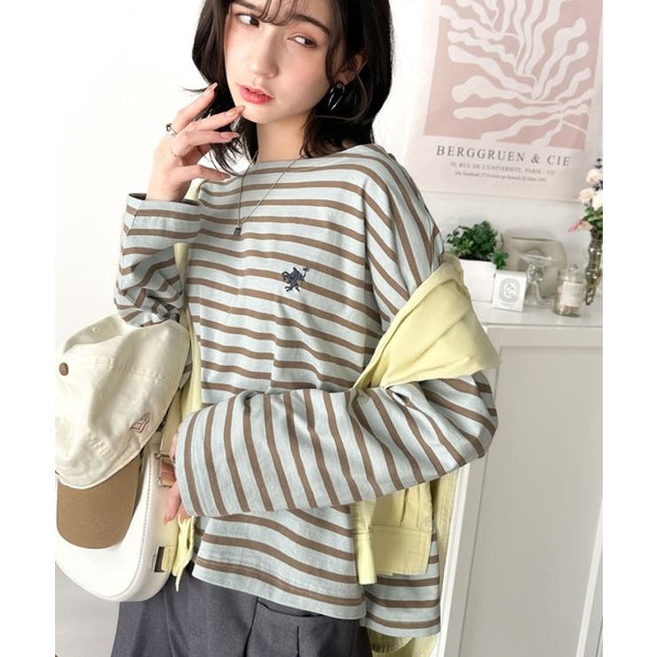 ブルーグリーン×ブラウン | 快適な着心地と洗練されたデザインが魅力。オーガニックコットンパネル ボーダーTシ… | Classical Elf 