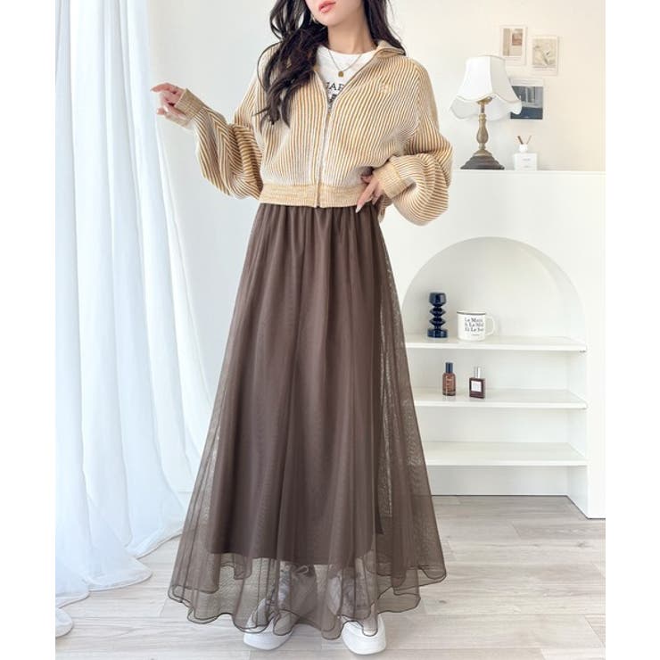 優雅さ際立つ主役級。大人のマーメイドダブルチュールスカート（ロング