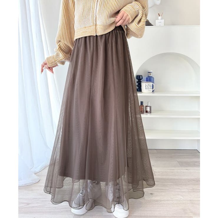 優雅さ際立つ主役級。大人のマーメイドダブルチュールスカート（ロング