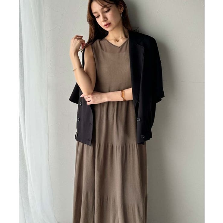 【HOBBS】リゾート感満載♪フェミニンティアードワンピース classicalelf ワンピース ふんわり透け感で大人フェミニン。前後