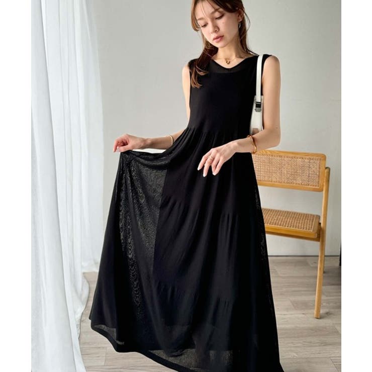 ふんわり透け感で大人フェミニン。前後2WAY3段シアーティアードニットワンピース… | Classical Elf  | 詳細画像1