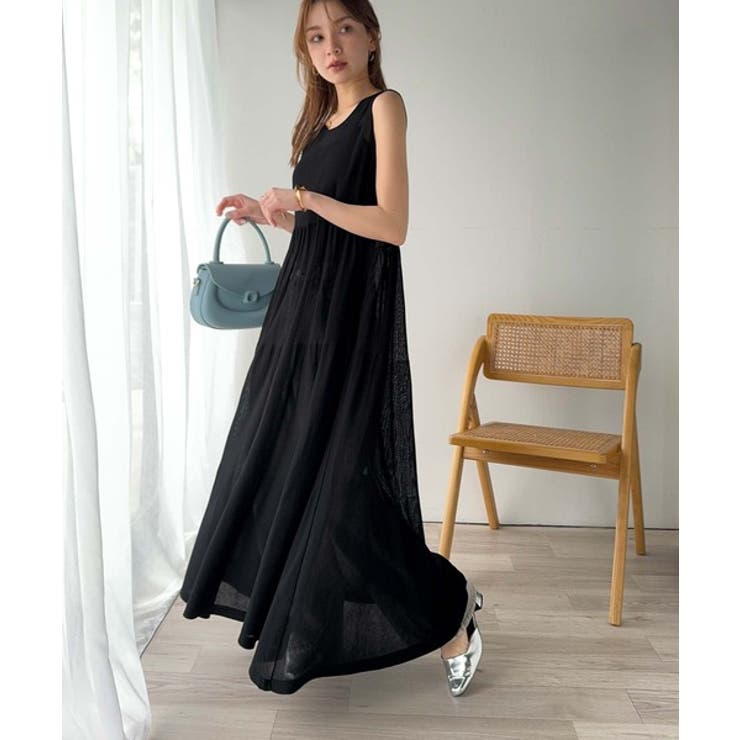 ふんわり透け感で大人フェミニン。前後2WAY3段シアーティアードニットワンピース… | Classical Elf  | 詳細画像3