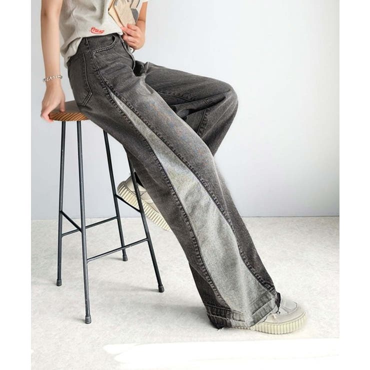 環境に優しいサステナブル素材。綿100%サイド切替ハイウエストワイドストレートデ… | Classical Elf  | 詳細画像7