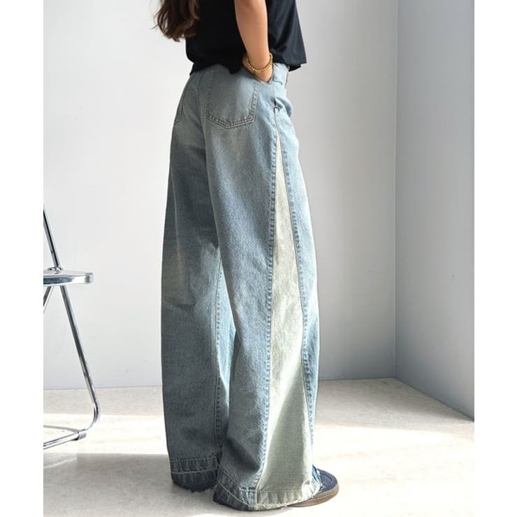 環境に優しいサステナブル素材。綿100%サイド切替ハイウエストワイドストレートデ… | Classical Elf  | 詳細画像10