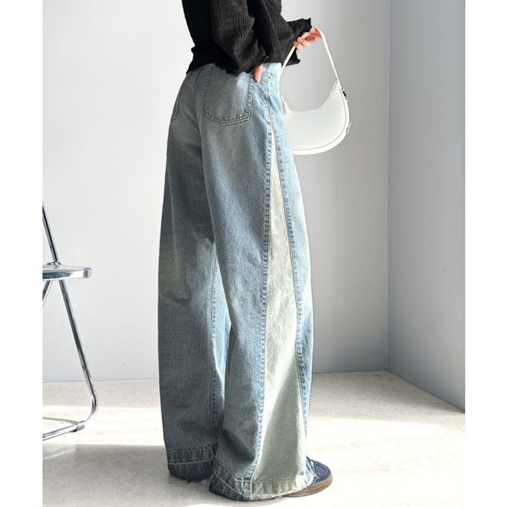 環境に優しいサステナブル素材。綿100%サイド切替ハイウエストワイドストレートデ… | Classical Elf  | 詳細画像11