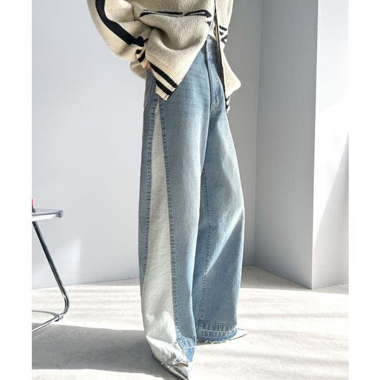 環境に優しいサステナブル素材。綿100%サイド切替ハイウエストワイドストレートデ… | Classical Elf  | 詳細画像13