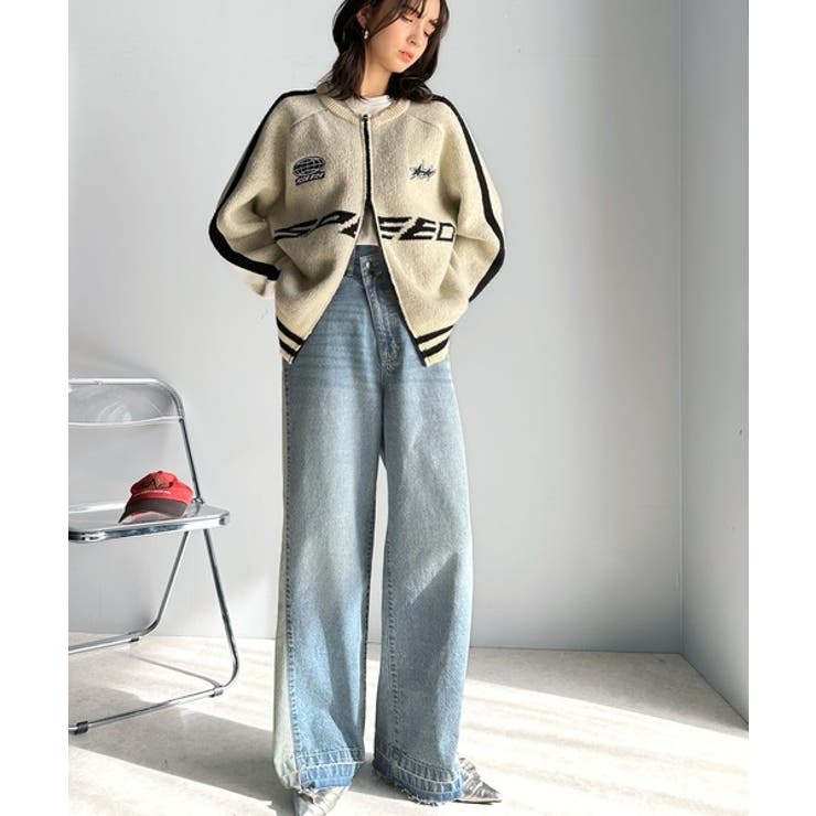 環境に優しいサステナブル素材。綿100%サイド切替ハイウエストワイドストレートデ… | Classical Elf  | 詳細画像14