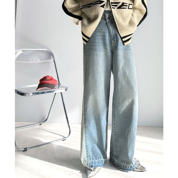 環境に優しいサステナブル素材。綿100%サイド切替ハイウエストワイドストレートデ… | Classical Elf  | 詳細画像17