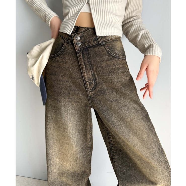 環境に優しいサステナブル素材。綿100%サイド切替ハイウエストワイドストレートデ… | Classical Elf  | 詳細画像21