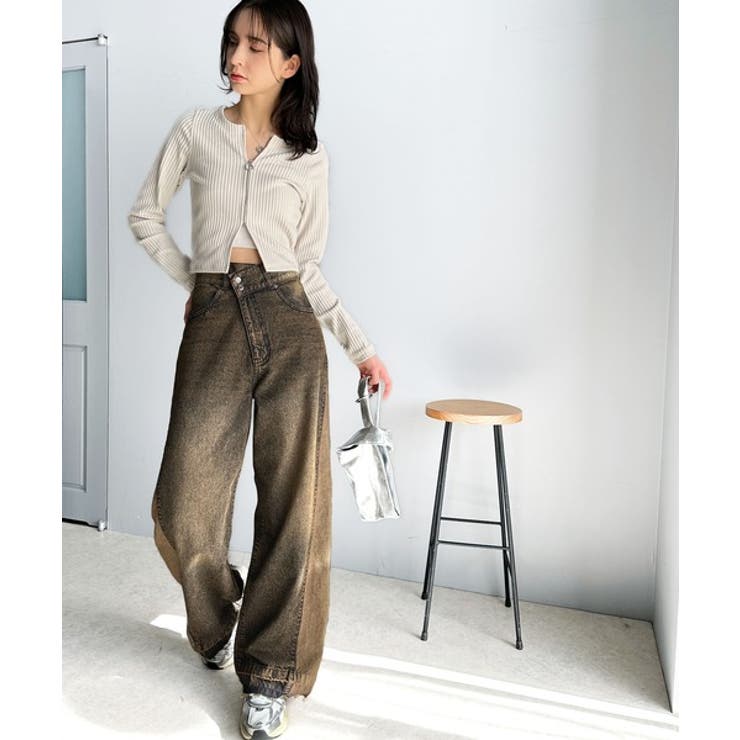 環境に優しいサステナブル素材。綿100%サイド切替ハイウエストワイドストレートデ… | Classical Elf  | 詳細画像23