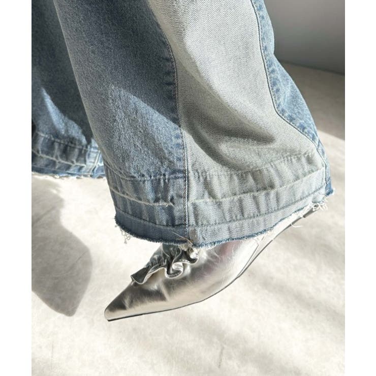 環境に優しいサステナブル素材。綿100%サイド切替ハイウエストワイドストレートデ… | Classical Elf  | 詳細画像28