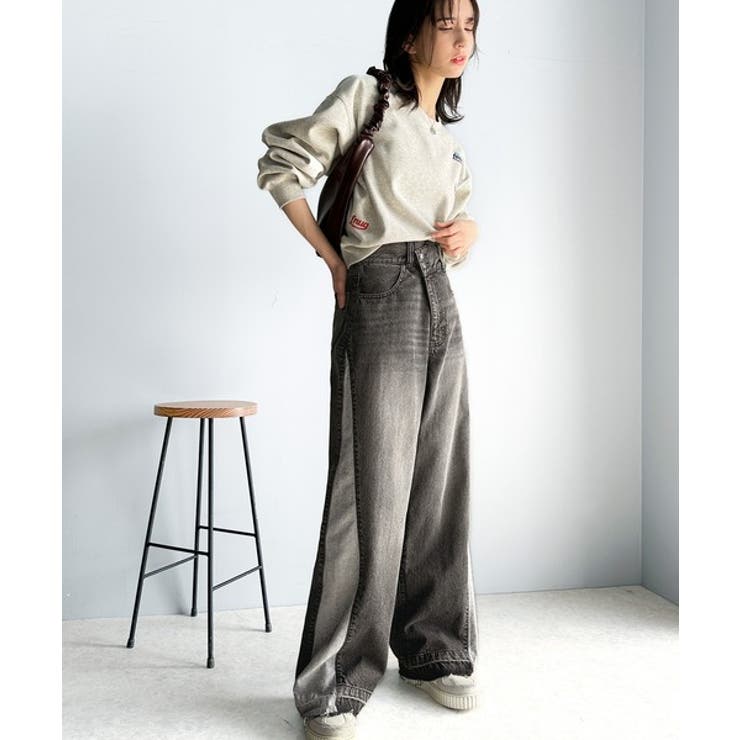 環境に優しいサステナブル素材。綿100%サイド切替ハイウエストワイドストレートデ… | Classical Elf  | 詳細画像5