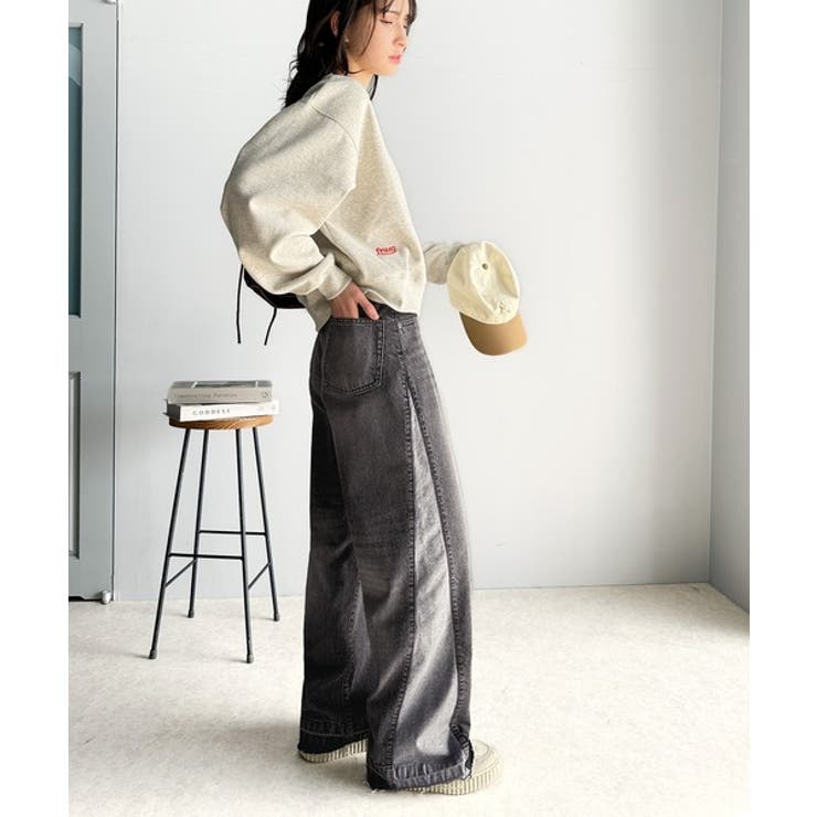 環境に優しいサステナブル素材。綿100%サイド切替ハイウエストワイドストレートデ… | Classical Elf  | 詳細画像6