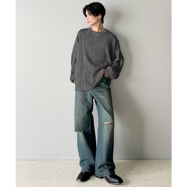 環境に優しいサステナブル素材。綿100％ウエストアシメワイドストレートダメージデ… | Classical Elf  | 詳細画像12 