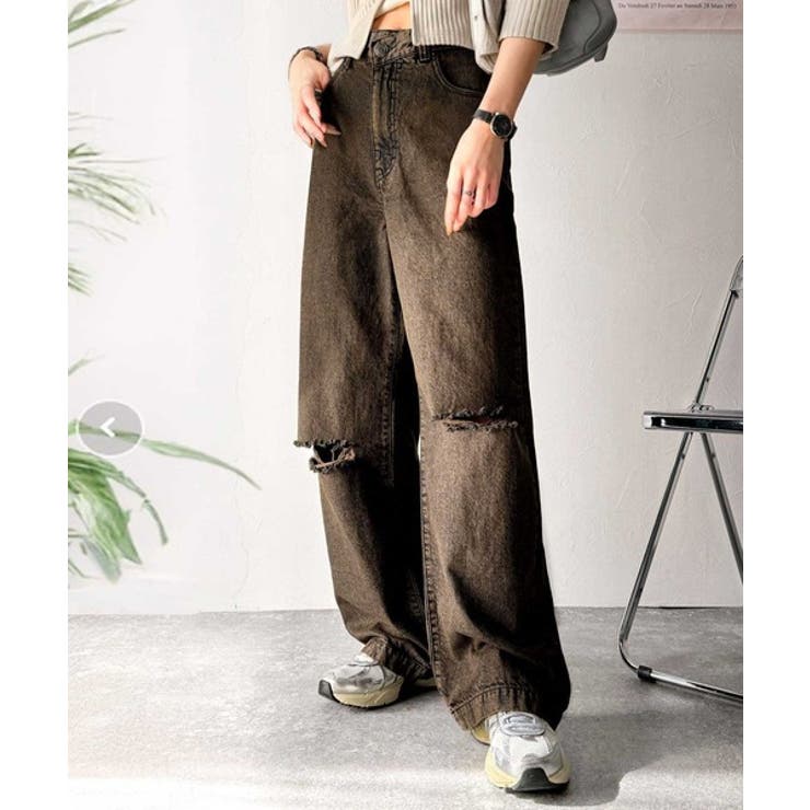 環境に優しいサステナブル素材。綿100％ウエストアシメワイドストレートダメージデ… | Classical Elf  | 詳細画像13 