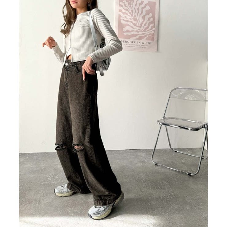 環境に優しいサステナブル素材。綿100％ウエストアシメワイドストレートダメージデ… | Classical Elf  | 詳細画像16 