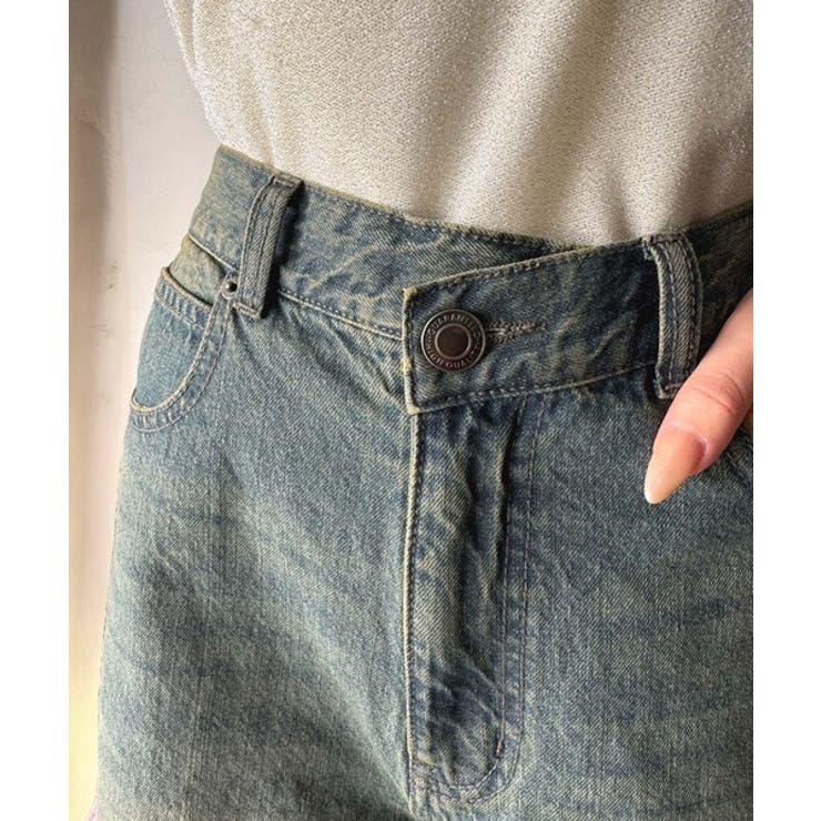 環境に優しいサステナブル素材。綿100％ウエストアシメワイドストレートダメージデ… | Classical Elf  | 詳細画像20 