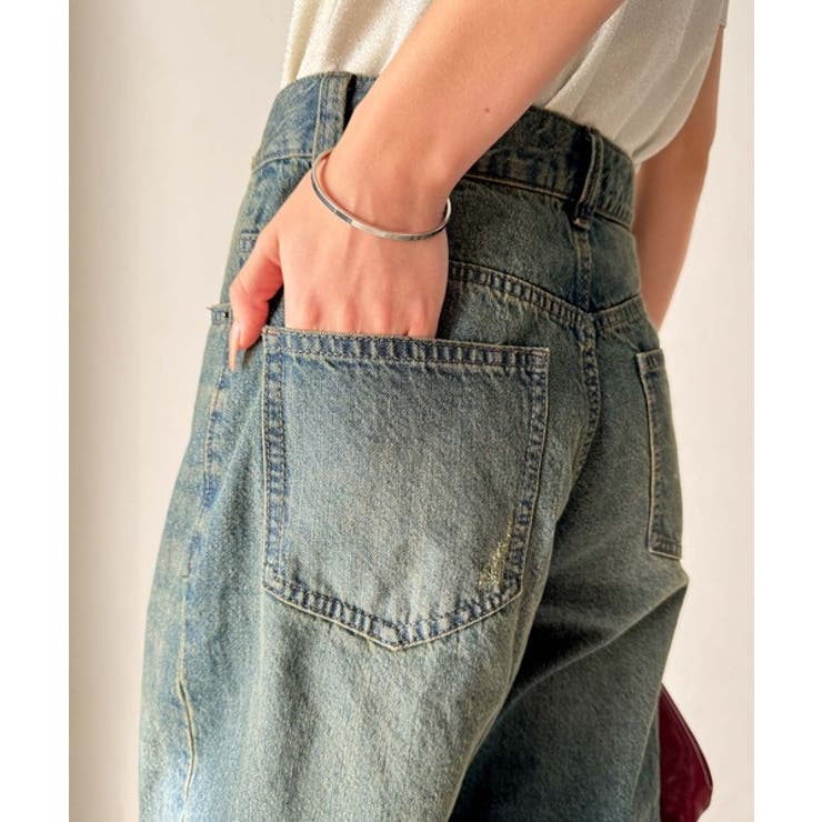 環境に優しいサステナブル素材。綿100％ウエストアシメワイドストレートダメージデ… | Classical Elf  | 詳細画像21 