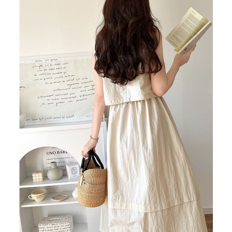 1枚で即お洒落見え。セットアップ風Aラインノースリーブロングワンピース | Classical Elf  | 詳細画像8 