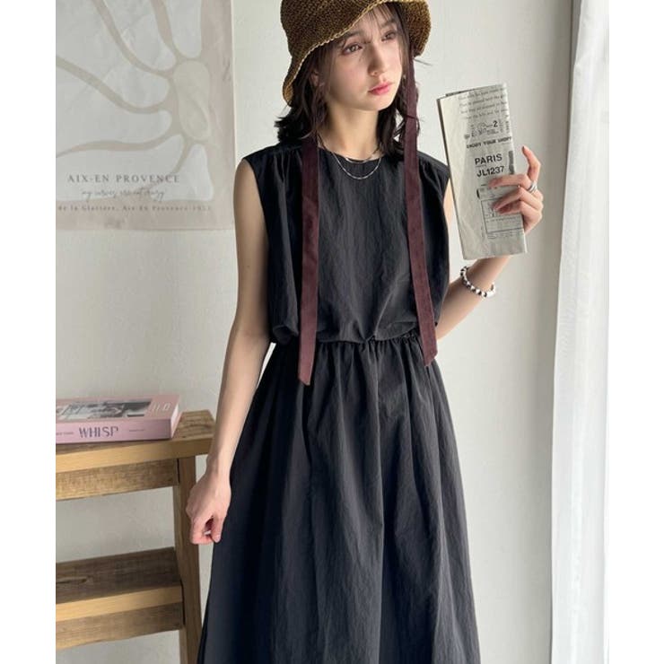 1枚で即お洒落見え。セットアップ風Aラインノースリーブロングワンピース | Classical Elf  | 詳細画像12 