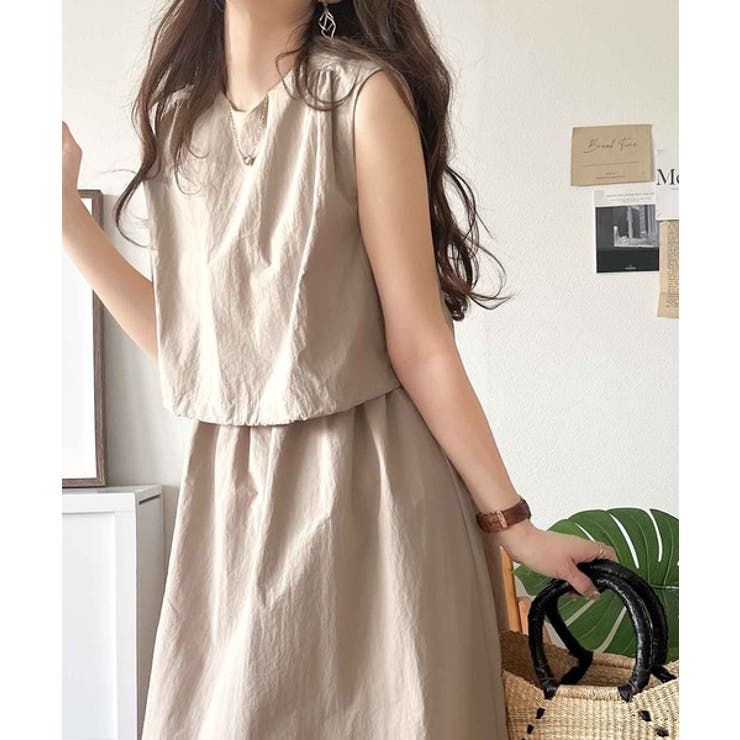 1枚で即お洒落見え。セットアップ風Aラインノースリーブロングワンピース | Classical Elf  | 詳細画像17 