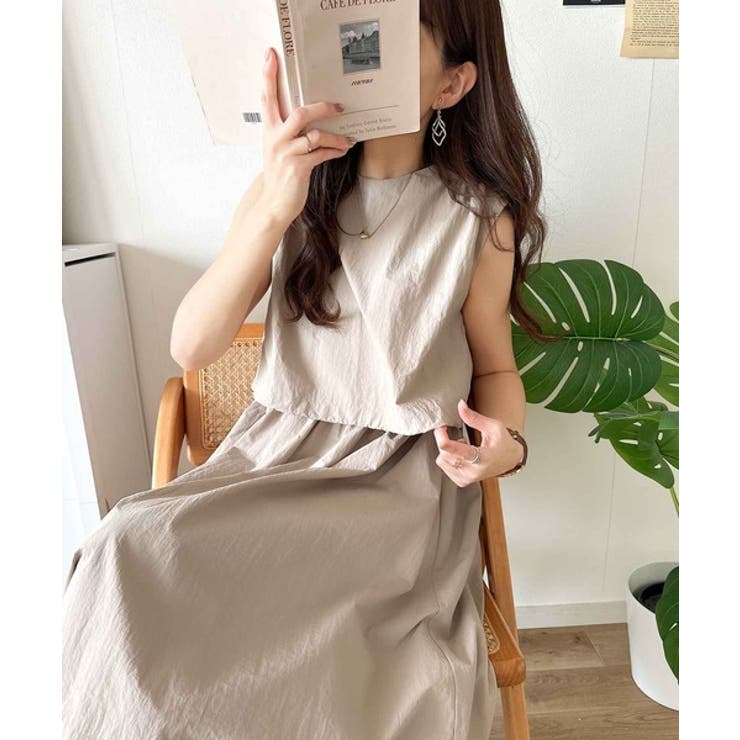 1枚で即お洒落見え。セットアップ風Aラインノースリーブロングワンピース | Classical Elf  | 詳細画像18 