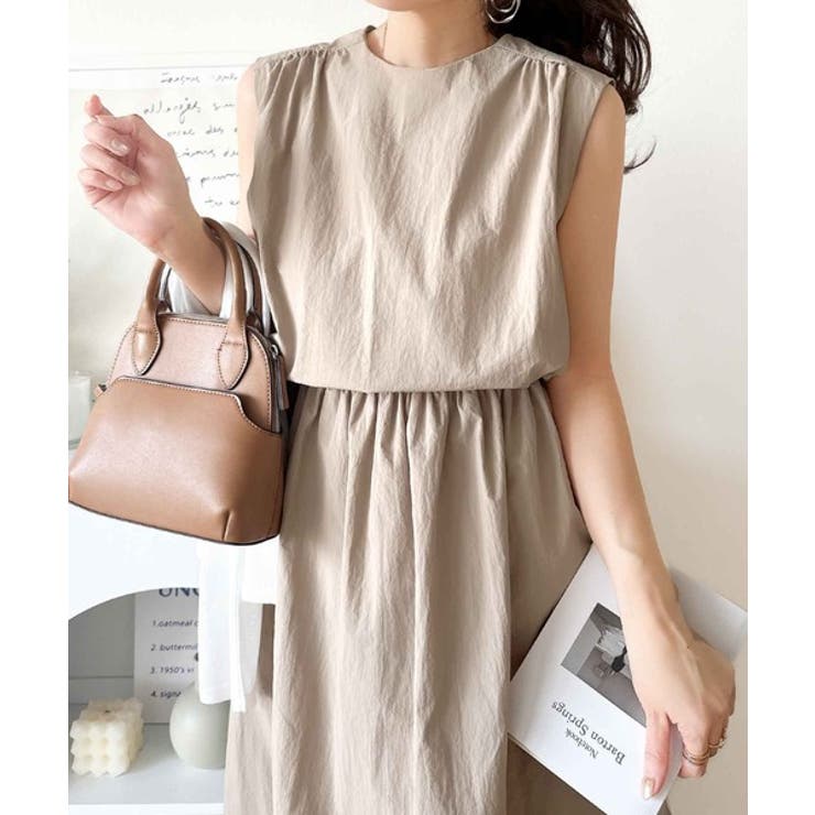 1枚で即お洒落見え。セットアップ風Aラインノースリーブロングワンピース | Classical Elf  | 詳細画像23 