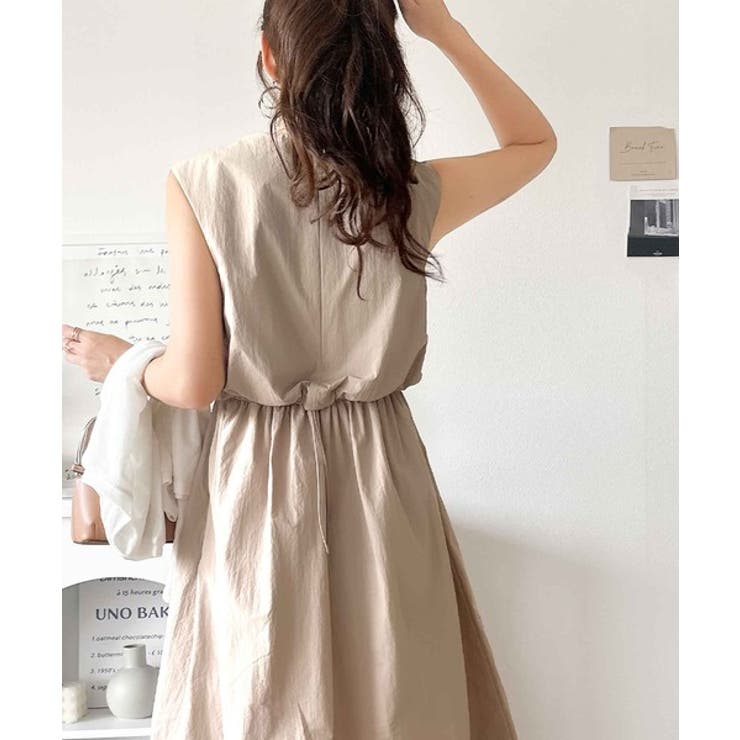 1枚で即お洒落見え。セットアップ風Aラインノースリーブロングワンピース | Classical Elf  | 詳細画像24 