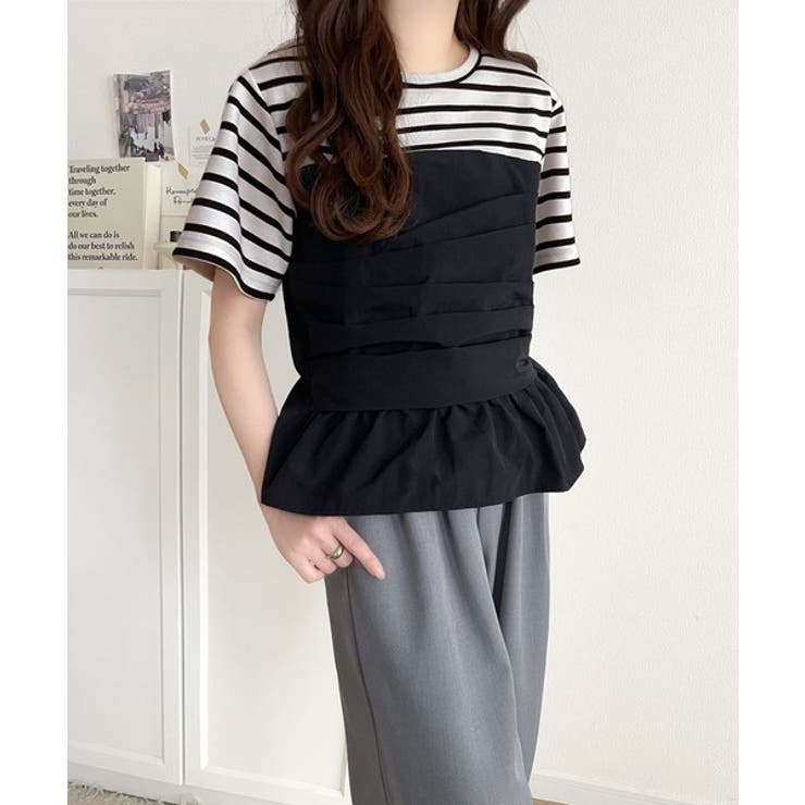 簡単おしゃれが叶う。Tシャツ×ビスチェドッキング半袖トップス | Classical Elf  | 詳細画像54 